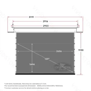 Màn chiếu âm trần quang học VIVIDSTORM VPCLALR120H 120 inch – Chiếu xa