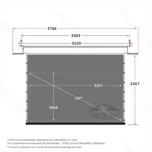 Màn chiếu âm trần quang học VIVIDSTORM VPCLALR150H 150 inch – Chiếu xa
