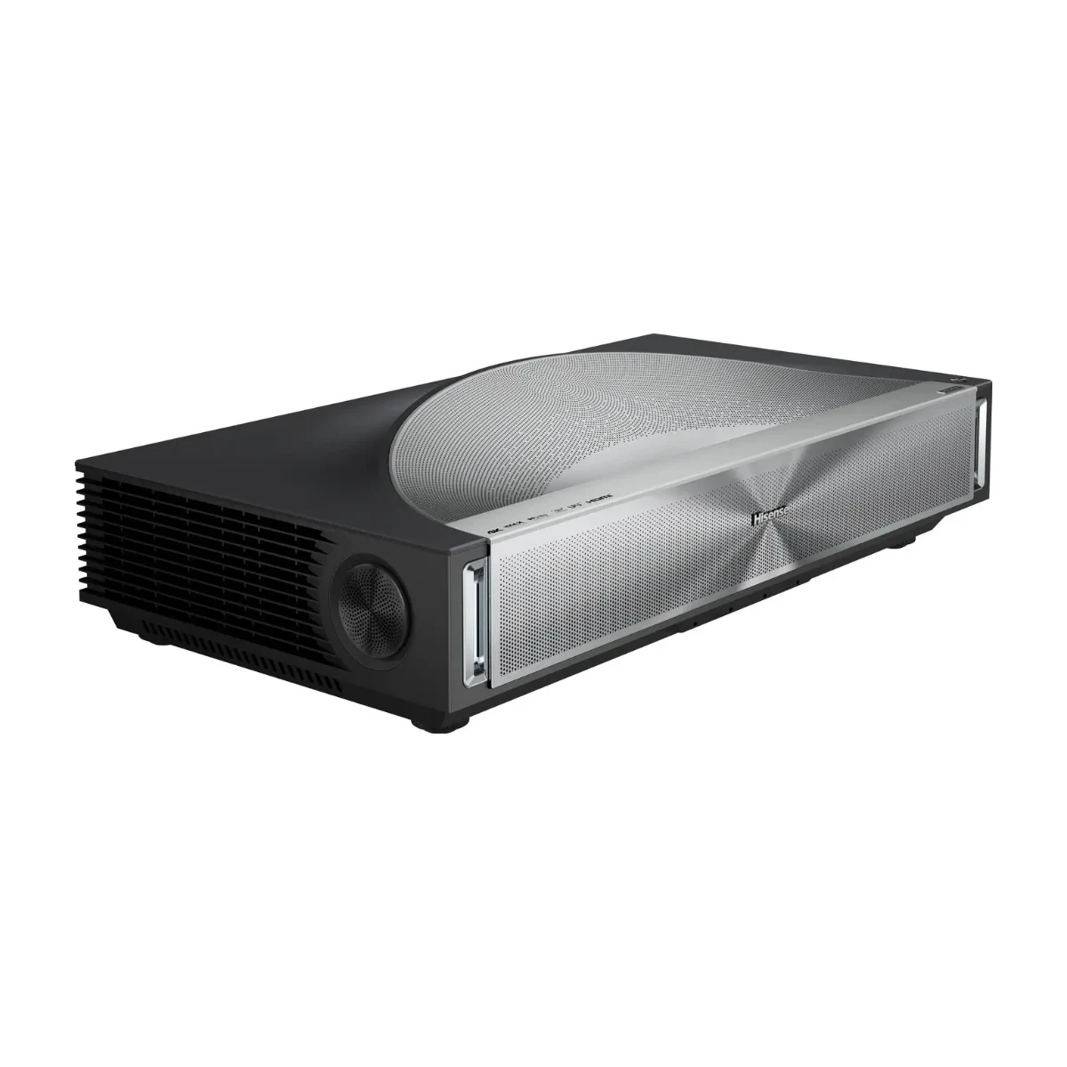 Máy chiếu laser 4K siêu gần Hisense PX4-PRO nhìn nghiêng mặt trước