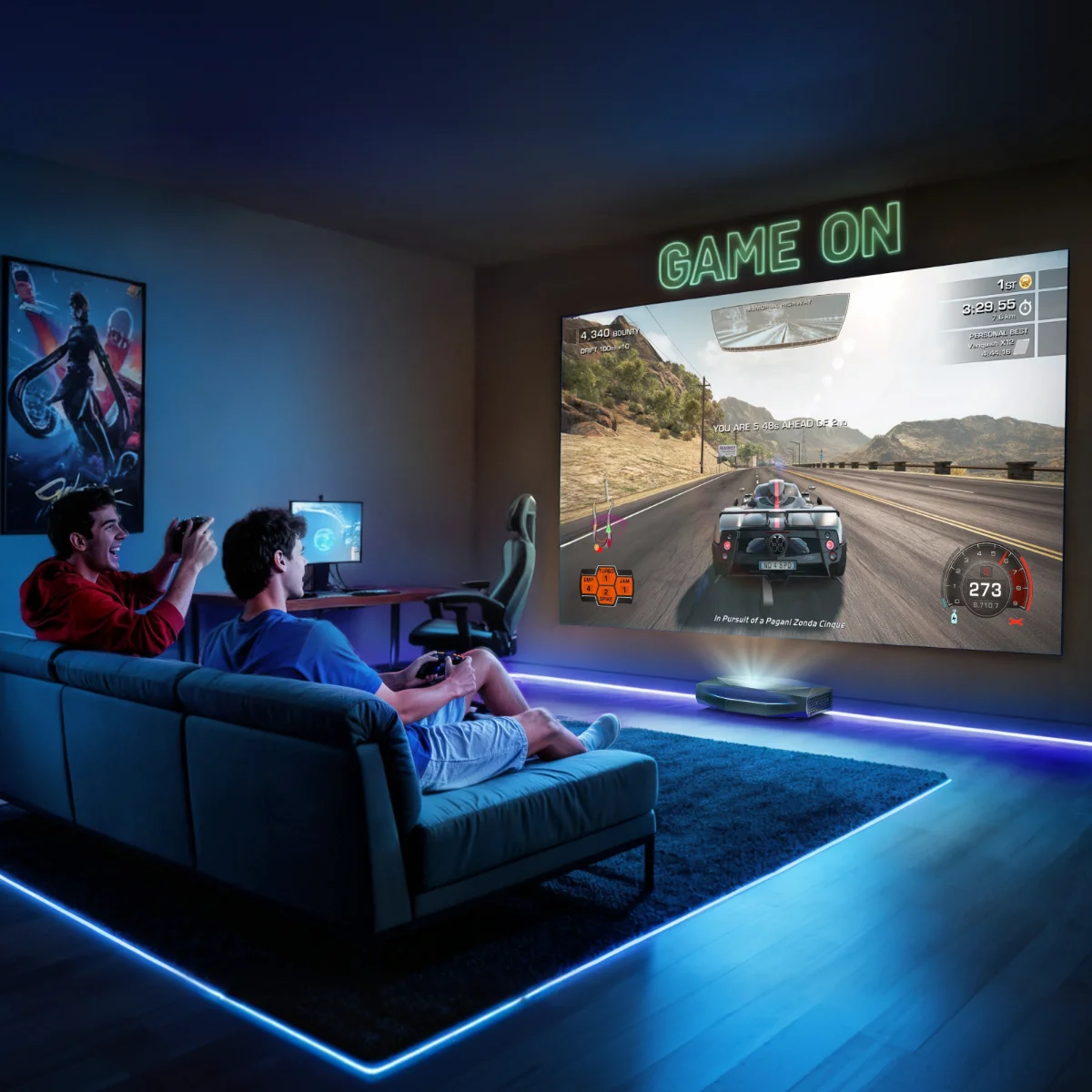 Máy chiếu AWOL Vision Aetherion Pro trong phòng giải trí, chơi game màn lớn