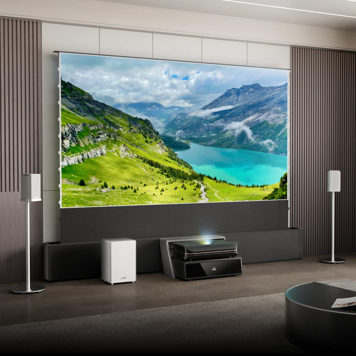 AWOL Vision LTV-3000 Pro chiếu hình lớn trong phòng xem phim