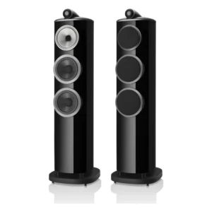 Cặp loa Bowers & Wilkins 804 D4 Đen bóng (Gloss Black) – 1 loa có lưới che, 1 loa không lưới