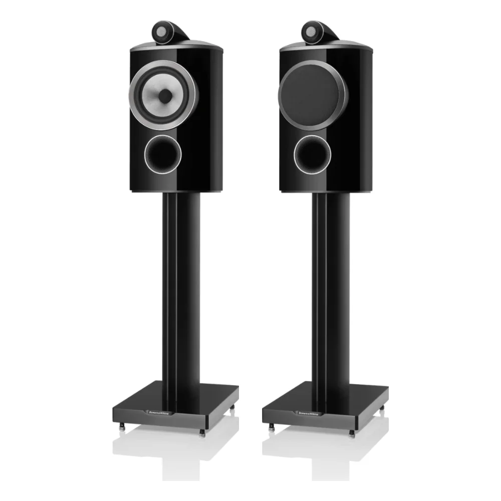 Cặp loa Bowers & Wilkins 805 D4 Đen bóng (Gloss Black) – 1 loa có lưới che, 1 loa không lưới