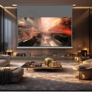 Màn chiếu âm trần VIVIDSTORM PHANTOM Obsidian ALR – phòng khách sang trọng