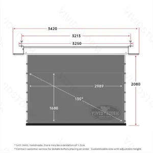 Màn chiếu âm trần VIVIDSTORM PHANTOM Obsidian ALR – bản vẽ kích thước 135 inch