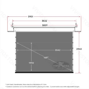 Màn chiếu âm trần VIVIDSTORM PHANTOM Obsidian ALR – bản vẽ kích thước 160 inch