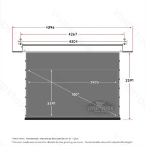 Màn chiếu âm trần VIVIDSTORM PHANTOM Obsidian ALR – bản vẽ kích thước 180 inch