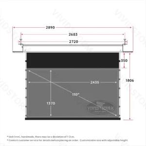 Màn chiếu âm trần VIVIDSTORM PHANTOM UST ALR – bản vẽ kích thước 110 inch