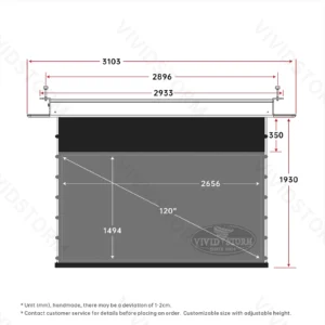 Màn chiếu âm trần VIVIDSTORM PHANTOM UST ALR – bản vẽ kích thước 120 inch