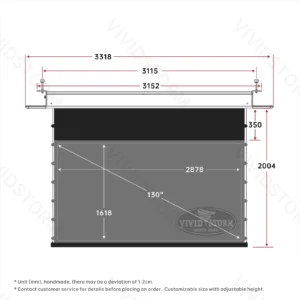 Màn chiếu âm trần VIVIDSTORM PHANTOM UST ALR – bản vẽ kích thước 130 inch