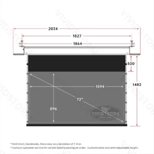 Màn chiếu âm trần VIVIDSTORM PHANTOM UST ALR – bản vẽ kích thước 72 inch