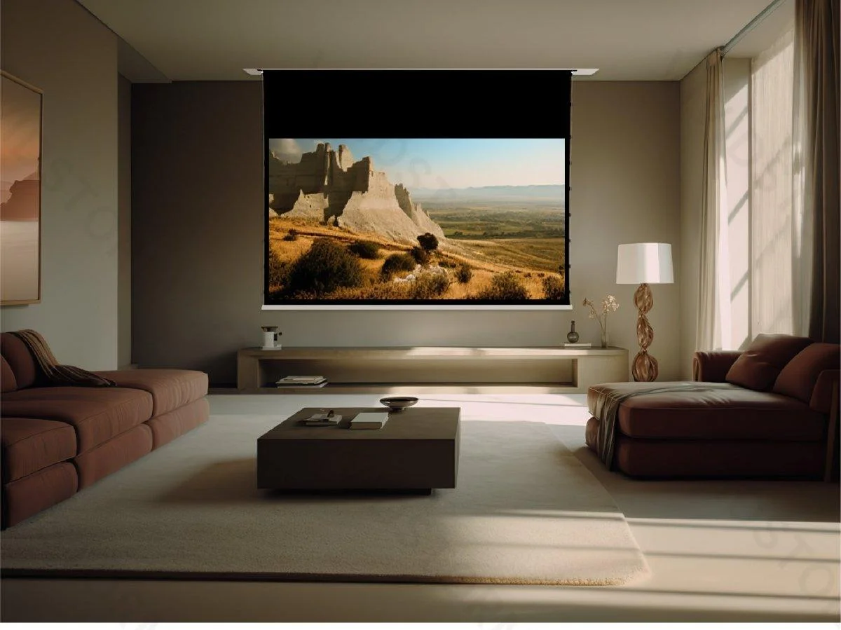 Màn chiếu âm trần VIVIDSTORM PHANTOM White Cinema – lắp đặt thực tế