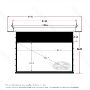 Màn chiếu âm trần VIVIDSTORM PHANTOM White Cinema – bản vẽ kích thước 135 inch