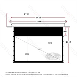 Màn chiếu âm trần VIVIDSTORM PHANTOM White Cinema – bản vẽ kích thước 160 inch
