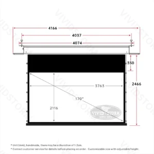 Màn chiếu âm trần VIVIDSTORM PHANTOM White Cinema – bản vẽ kích thước 170 inch