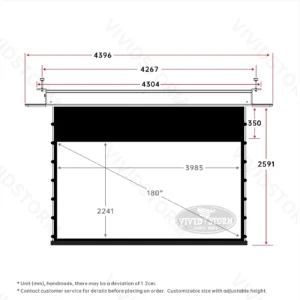 Màn chiếu âm trần VIVIDSTORM PHANTOM White Cinema – bản vẽ kích thước 180 inch