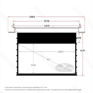 Màn chiếu âm trần VIVIDSTORM PHANTOM White Cinema – bản vẽ kích thước 92 inch