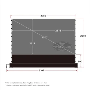 Màn chiếu để sàn UST VIVIDSTORM S PRO ALR – bản vẽ kích thước 130 inch