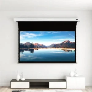 Màn chiếu điện để sàn VIVIDSTORM Pearl White Cinema Plus – kèm kệ TV