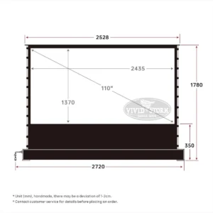 Màn chiếu điện để sàn VIVIDSTORM Pearl White Cinema Plus – bản vẽ kích thước 110 inch
