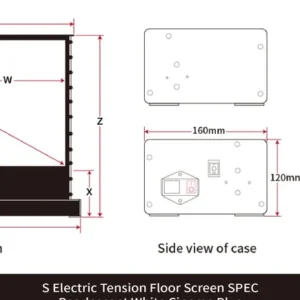 Màn chiếu điện để sàn VIVIDSTORM Pearl White Cinema Plus – sơ đồ kích thước