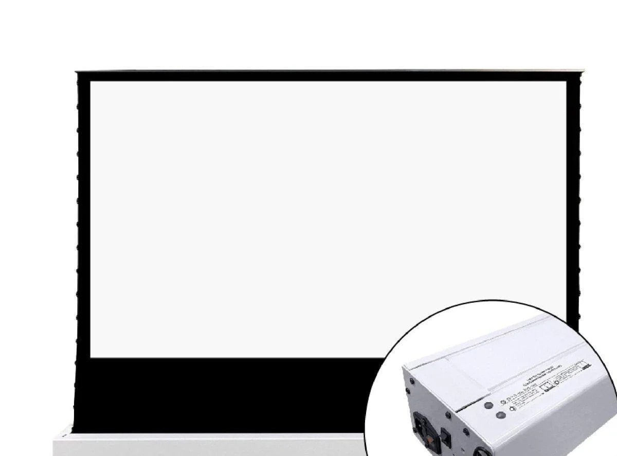Màn chiếu điện để sàn VIVIDSTORM Pearl White Cinema Plus – hộp màn vỏ trắng
