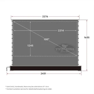 Màn chiếu điện để sàn VIVIDSTORM S 3D ALR – bản vẽ kích thước 100 inch