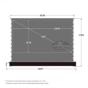 Màn chiếu điện để sàn VIVIDSTORM S 3D ALR – bản vẽ kích thước 110 inch