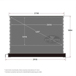Màn chiếu điện để sàn VIVIDSTORM S 3D ALR – bản vẽ kích thước 120 inch