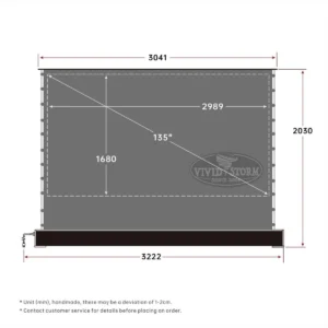 Màn chiếu điện để sàn VIVIDSTORM S 3D ALR – bản vẽ kích thước 135 inch