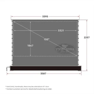 Màn chiếu điện để sàn VIVIDSTORM S 3D ALR – bản vẽ kích thước 150 inch