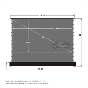Màn chiếu điện để sàn VIVIDSTORM S 3D ALR – bản vẽ kích thước 72 inch