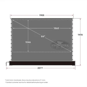 Màn chiếu điện để sàn VIVIDSTORM S 3D ALR – bản vẽ kích thước 84 inch
