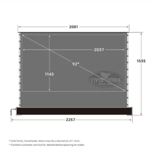 Màn chiếu điện để sàn VIVIDSTORM S 3D ALR – bản vẽ kích thước 92 inch