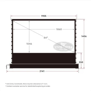 Màn chiếu điện để sàn VIVIDSTORM S White Cinema – bản vẽ kích thước 84 inch