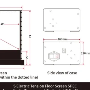 Màn chiếu điện để sàn VIVIDSTORM S White Cinema P – sơ đồ kích thước