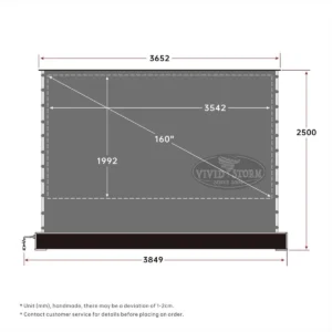 Màn chiếu điện để sàn VIVIDSTORM TITAN – bản vẽ kích thước 160 inch