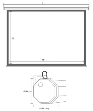 Màn chiếu điện DALITE Film Fiberglass 16:9 – sơ đồ kích thước