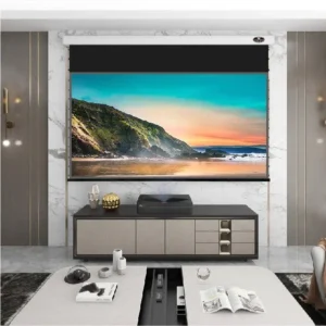 Màn chiếu điện UST VIVIDSTORM PRO Slimline ALR – kèm kệ TV và máy chiếu UST