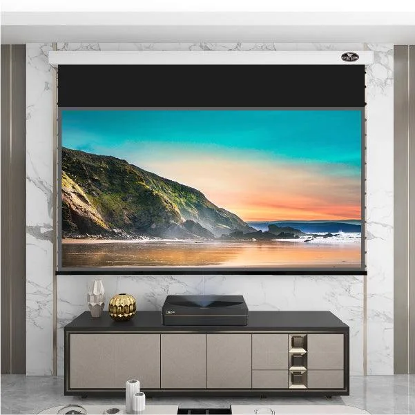 Màn chiếu điện UST VIVIDSTORM PRO Slimline ALR – phòng khách hiện đại