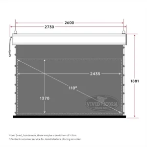Màn chiếu điện căng tab VIVIDSTORM ALR Slimline – bản vẽ kích thước 110 inch