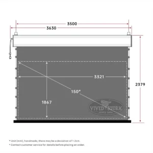 Màn chiếu điện căng tab VIVIDSTORM ALR Slimline – bản vẽ kích thước 150 inch