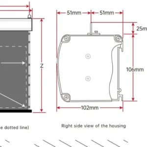 Màn chiếu điện căng tab VIVIDSTORM ALR Slimline – sơ đồ kích thước