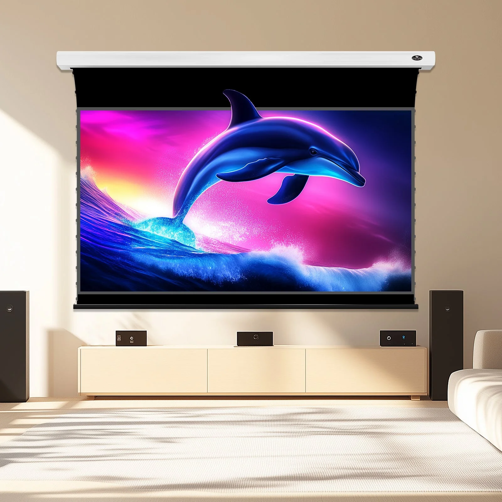 Màn chiếu điện căng tab VIVIDSTORM Fusion ALR Slimline – phòng khách