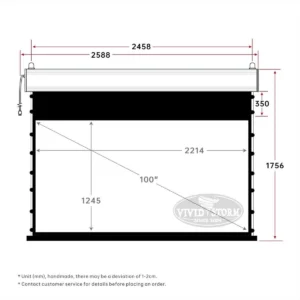 Màn chiếu điện căng tab VIVIDSTORM White Cinema P Slimline – bản vẽ kích thước 100 inch