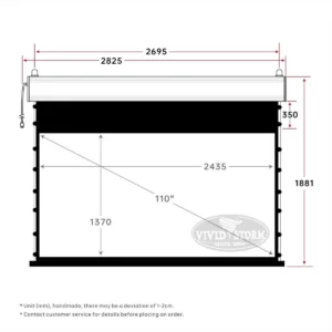 Màn chiếu điện căng tab VIVIDSTORM White Cinema P Slimline – bản vẽ kích thước 110 inch