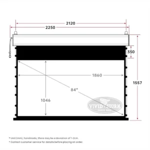 Màn chiếu điện căng tab VIVIDSTORM White Cinema P Slimline – bản vẽ kích thước 84 inch
