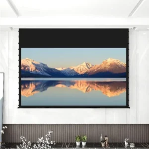 Màn chiếu điện căng tab VIVIDSTORM White Cinema Slimline – phòng khách hiện đại