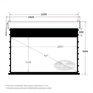 Màn chiếu điện căng tab VIVIDSTORM White Cinema Slimline – bản vẽ kích thước 92 inch