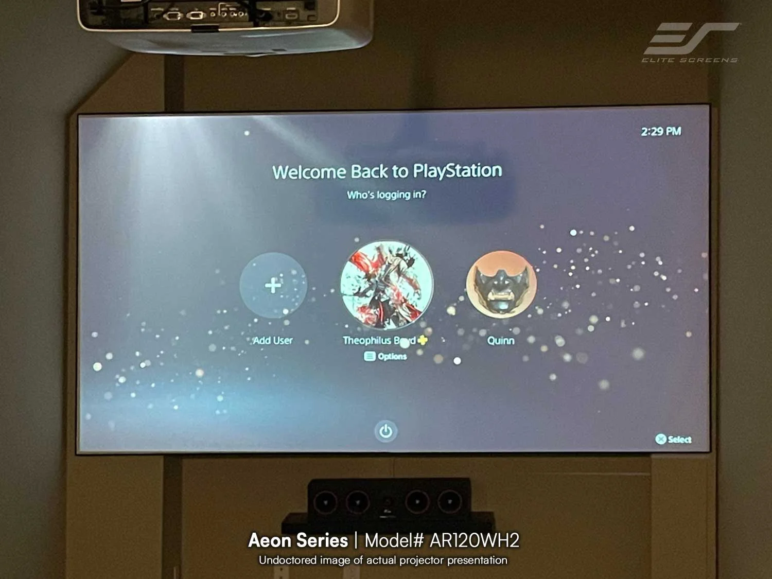 Màn chiếu khung cố định Elite Screens Aeon CineWhite UHD-B – xem phim trong phòng khách